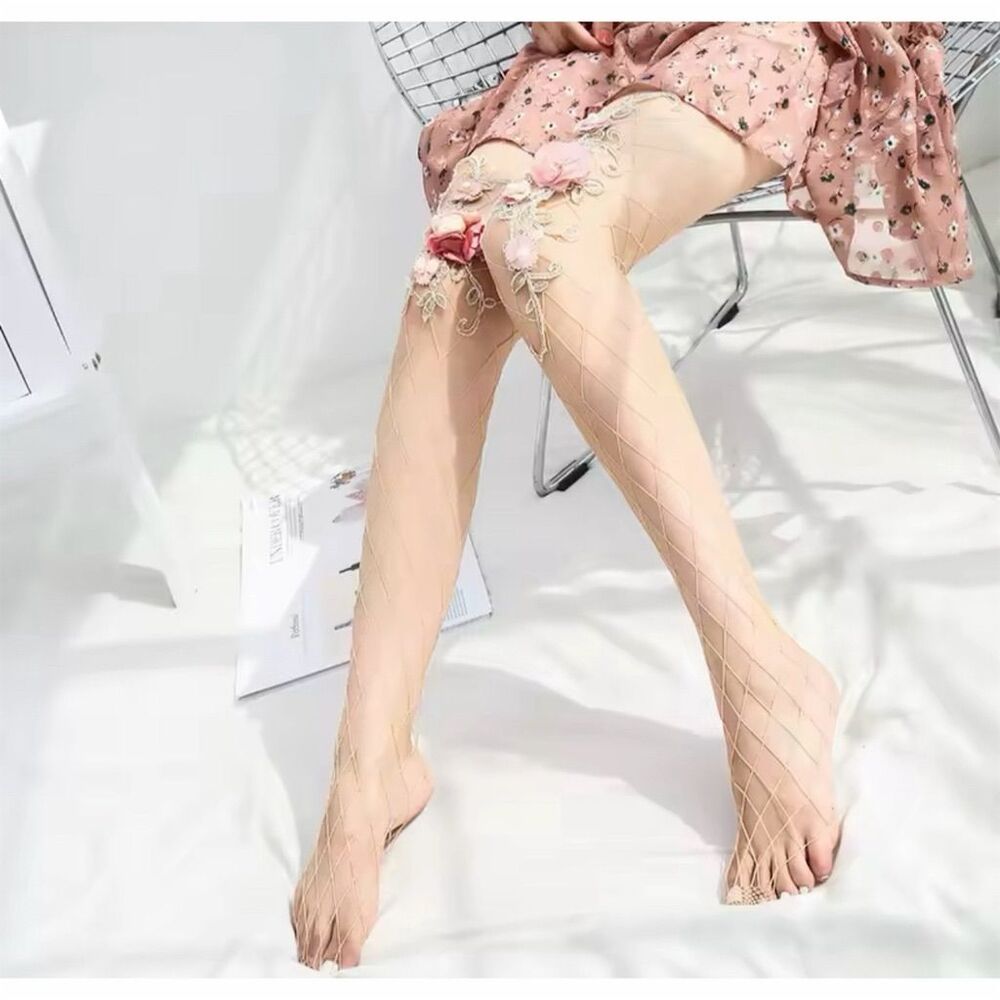 Floral Lace Fishnet Tights Size M/L/XL